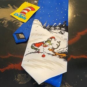 Dr. Seuss Blue and White Grinch Tie